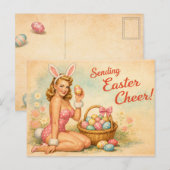Vintage Pin-Up Easter Egg Postcard Postkarte (Vorne/Hinten)