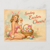 Vintage Pin-Up Easter Egg Postcard Postkarte (Vorderseite)