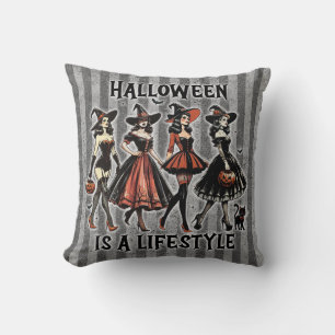 Vintage Pin-Up Halloween Hexe Zweiseitiger Druck Kissen