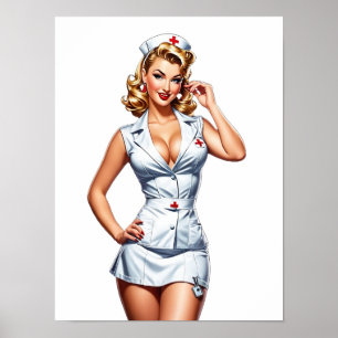 Vintage Pin-up Krankenschwester Digitale Kunst Poster