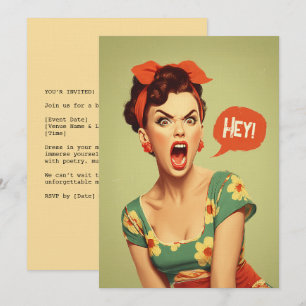 Vintage Pin-Up Power Schrei Einladung