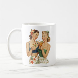 Vintage Pin-Up Sommer Cocktail Freundinnen Kaffeetasse