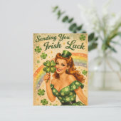 Vintage Pin-Up St. Patrick’s Day Postkarte (Stehend Vorderseite)