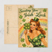 Vintage Pin-Up St. Patrick’s Day Postkarte (Vorne/Hinten)