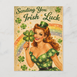 Vintage Pin-Up St. Patrick’s Day Postkarte