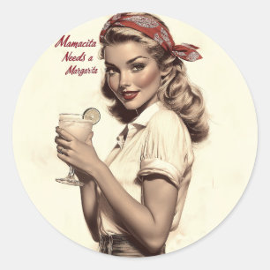 Vintage Pin-Up-Stil: Mamacita braucht eine Margari Runder Aufkleber