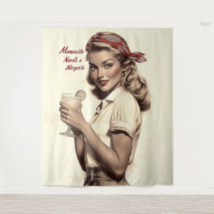 Vintage Pin-Up-Stil: Mamacita braucht einen Margar Wandteppich