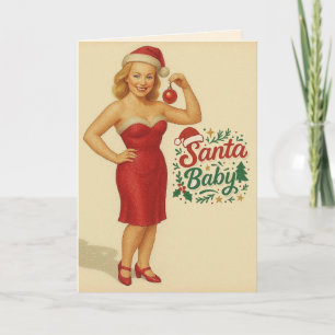 Vintage, Pin-up-Style Santa Baby Weihnachten Karte