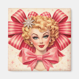 Vintage Pin-Up Valentins Lady Retro Glam Magnet 