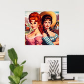 Vintage Pin-ups von Bauernmädchen Poster (Heimbüro)