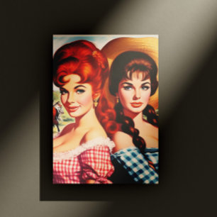 Vintage Pin-ups von Bauernmädchen Postkarte