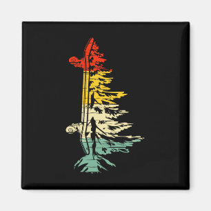 Vintage Pine Tree Snowboard Wintersportort Snowboa Magnet