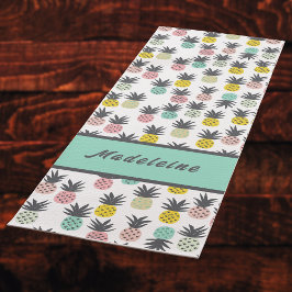 Vintage Pineapple in Gold Teal Aqua Pink Monogram Yogamatte