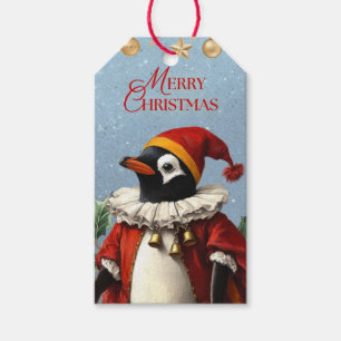 VINTAGE PINGUIN GESCHENKETIKETT FROHE WEIHNACHTEN GESCHENKANHÄNGER
