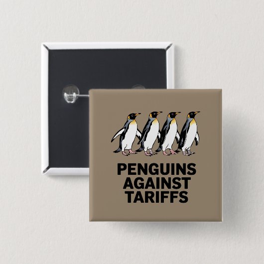 Vintage Pinguine protestieren gegen Zölle Button (Vorne & Hinten)