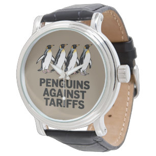 Vintage Pinguine protestieren gegen Zölle Lustig  Armbanduhr