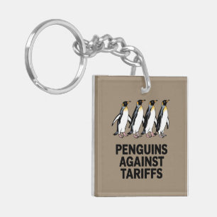 Vintage Pinguine protestieren gegen Zölle Lustig Schlüsselanhänger