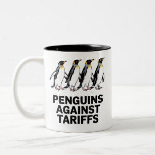 Vintage Pinguine protestieren gegen Zölle Lustig  Zweifarbige Tasse