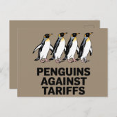 Vintage Pinguine protestieren gegen Zölle Postkarte (Vorne/Hinten)