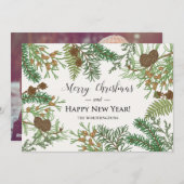 Vintage Pinien Feiertagskarte (Vorne/Hinten)