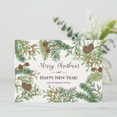 Vintage Pinien Feiertagskarte (Stehend Vorderseite)