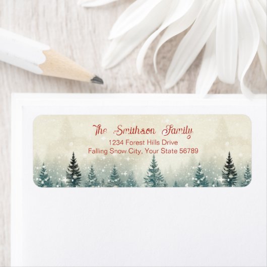 Vintage Pinienbäume Rücksendeadressen-Aufkleber (Insitu)