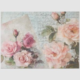Vintage Pink Antique Blush Rose Decoupage Seidenpapier