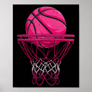 Vintage-Pink-Basketball-Design für Frauen Mädchen Poster