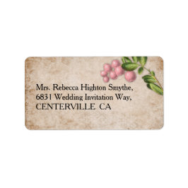 Vintage Pink Berries Hochzeit Adressaufkleber