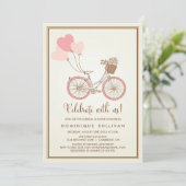 VINTAGE PINK BICYCLE BRIDAL SHOWING EINLADUNG (Stehend Vorderseite)