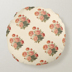 Vintage Pink-Blütenspitzen Rundes Kissen