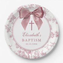 Vintage Pink Bow Floral Baptism Christening