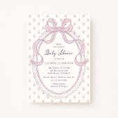 Vintage Pink Bow Frame Baby Shower Invitation Einladung