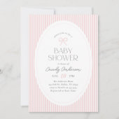 Vintage Pink Bow Girl Babydusche Einladung (Vorderseite)
