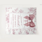 Vintage Pink Bow Holy Communion Photo Backdrop Wandteppich (Vorderseite (Horizontal))