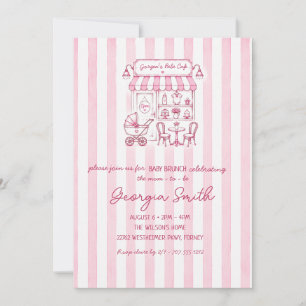 Vintage Pink Café Baby Girl Baby Shower  Einladung
