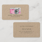 Vintage Pink-Camera-Fotograf-Visitenkarten Visitenkarte (Vorne/Hinten)