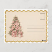 Vintage Pink Christmas Tree Postcard Postkarte (Rückseite)