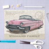 Vintage Pink Classic Convertible Car Tissue Paper Seidenpapier (Handwerk)