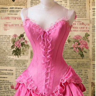 Vintage Pink Corset on Newspaper Background Seidenpapier