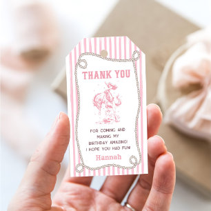 Vintage Pink Cowgirl 1. Geburtstagsfeier Geschenkanhänger