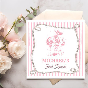 Vintage Pink Cowgirl 1. Geburtstagsfeier Serviette