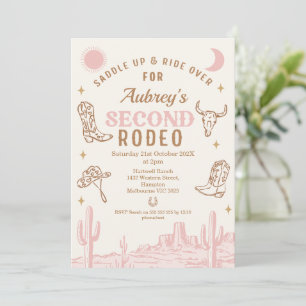 Vintage Pink Cowgirl Erstes Rodeo 2. Geburtstag Einladung