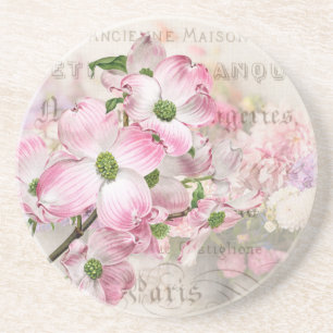 Vintage Pink Dogwood Blossoms Stone Coaster Getränkeuntersetzer