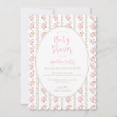 Vintage Pink Floral Baby Shower  Einladung (Vorderseite)