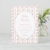 Vintage Pink Floral Baby Shower  Einladung (Stehend Vorderseite)