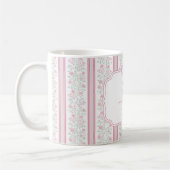 Vintage Pink Floral Coquette Bow Monogram Kaffeetasse (Links)