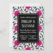 Vintage Pink Floral Muster Hochzeit Einladung (Vorderseite)