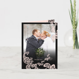Vintage Pink Floral Peacock Hochzeit Vielen Dank Dankeskarte