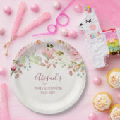 Vintage Pink Floral Spring Bridal Shower Pappteller (Party)